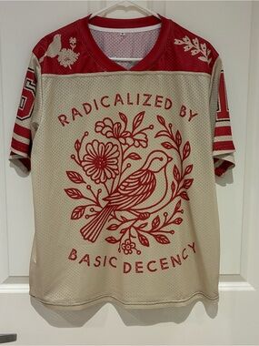 Radicalized By Basic Decency Red & Cream Graphic Jersey - Unbranded
